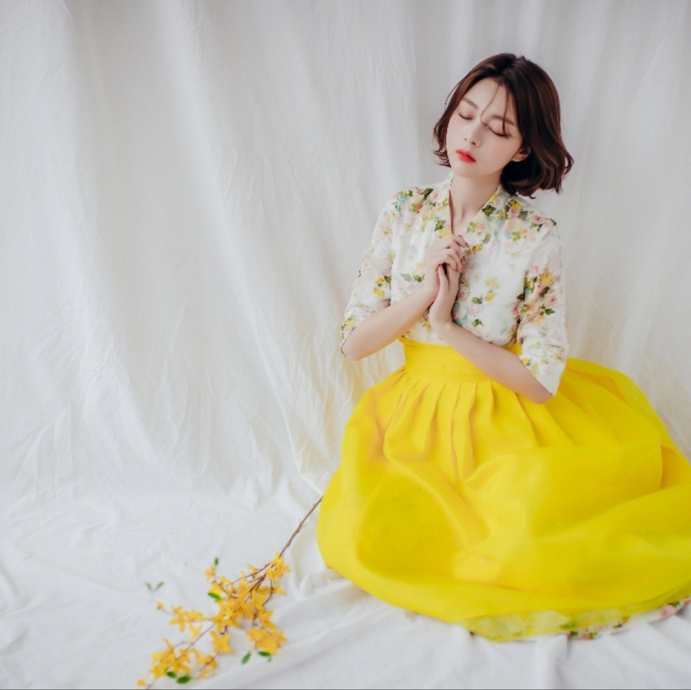 Yellow Floral Women's Modern Korean Hanbok